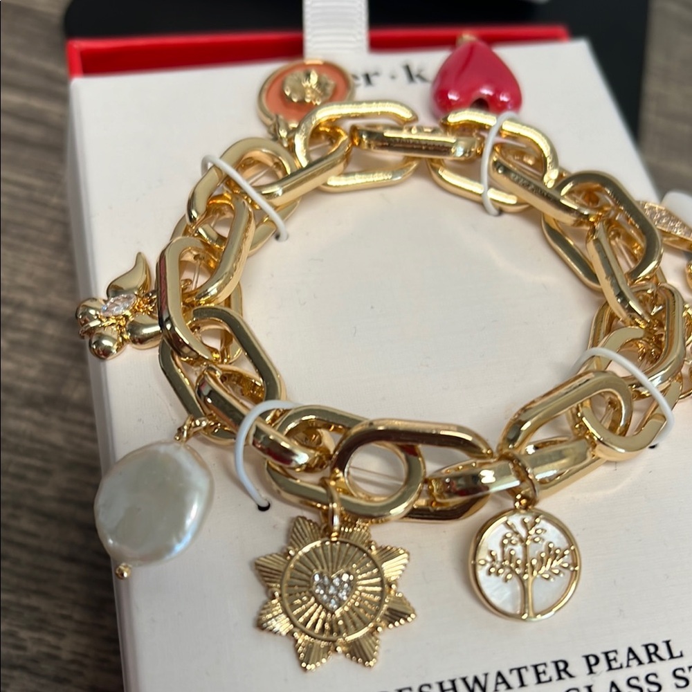 Piper Gold and Red Statement Chain-Link Bracelet - Picture 5 of 6